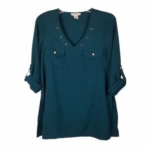 PERSAYA DARK GREEN TUNIC TOP. SZ M